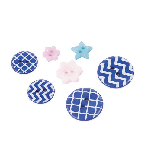 Пуговицы декоративные ОТТЕНКИ СИНЕГО, пластик, 52шт., ассорти, ОСТРОВ СОКРОВИЩ (вывод)