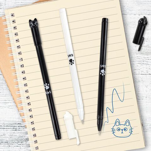 Ручка фигурная шариковая корпус ассорти, СИНЯЯ, узел 0,7мм ЮНЛАНДИЯ Котик 1/12