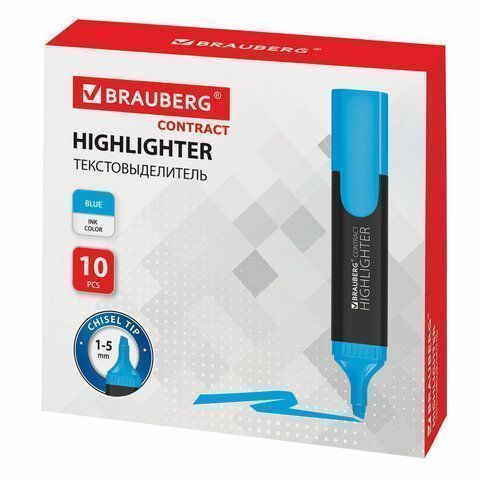 Текстмаркер голубой 1-5мм скошенный наконечник BRAUBERG CONTRACT 1/10 Текстмаркер голубой 1-5мм скошенный наконечник BRAUBERG CONTRACT 1/10