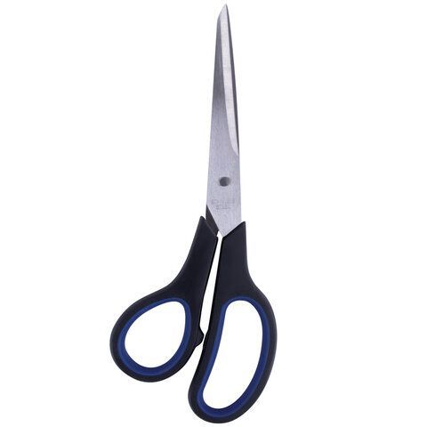 Ножницы 190мм метал черно-синие вставки европодвес Soft Grip Brauberg 1/12 Ножницы 190мм метал черно-синие вставки европодвес Soft Grip Brauberg 1/12