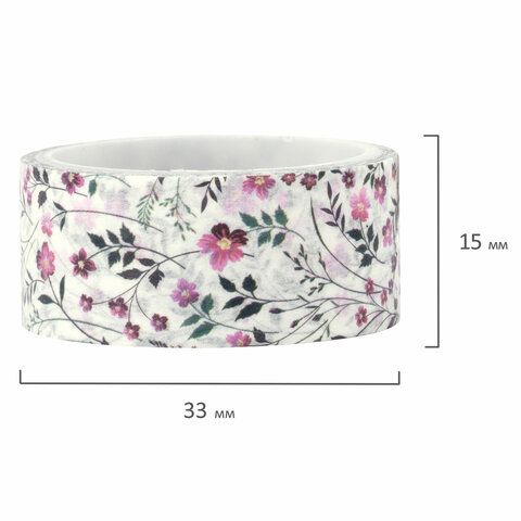 Клейкие WASHI-ленты д/декора ЦВЕТОЧНЫЙ МИКС, 15мм*3м, 7цв, рисовая бумага, ОСТРОВ СОКРОВИЩ
