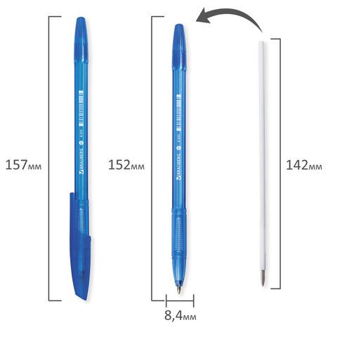 Ручка шариковая синяя узел 0,6мм линия 0,3мм BRAUBERG Tone 1/50