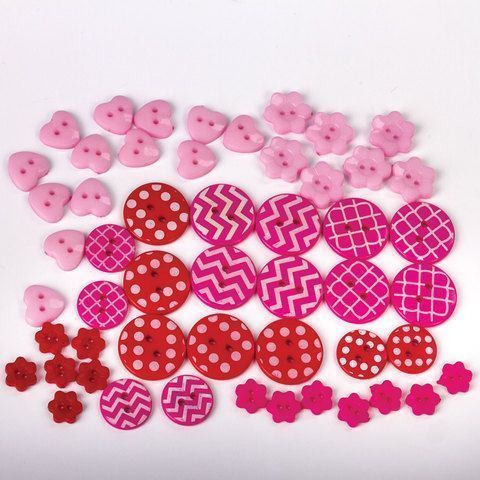 Пуговицы декоративные ОТТЕНКИ РОЗОВОГО, пластик, 52шт., ассорти, ОСТРОВ СОКРОВИЩ (вывод)