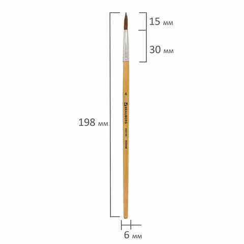 Кисть пони круглая №4 BRAUBERG 1/30/2400