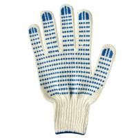 Перчатки ПВХ 4-нитка 10класс точка 42г белые Л 10/300