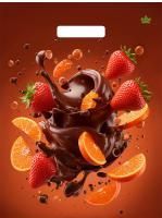 Пакет с вырубной ручкой (31х40)-60 Клубника в шоколаде ламинат Тико 50/500