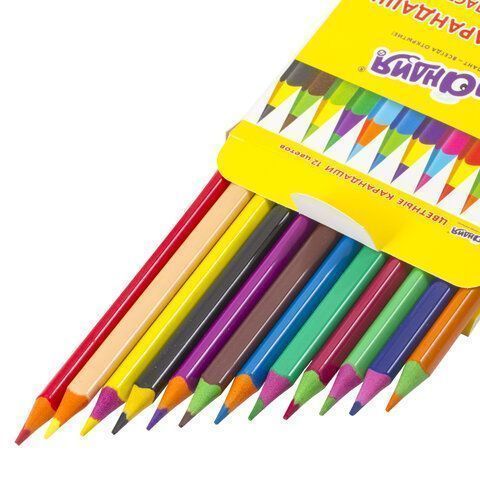 Карандаши цветные 12цв пластиковые заточенные трехгранный корпус ЮНЛАНДИЯ КАРНАВАЛ 1/12