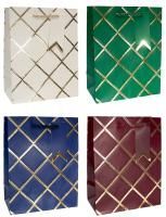 Пакет подарочный бумажный (18х23х10) Классика ромбы 1/12