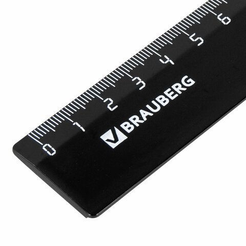 Линейка 30см пластиковая непрозрачная черная BRAUBERG 1/20/100