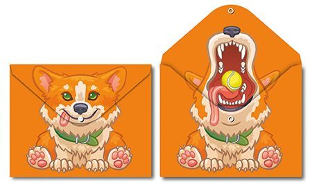 Папка-конверт с кнопкой А4 двусторонняя печать Корги 180мкм Centrum 1/20 Папка-конверт с кнопкой А4 двусторонняя печать Корги 180мкм Centrum 1/20