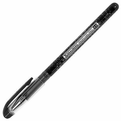 Ручка гелевая черная 0,5мм линия 0,4мм Brauberg Profi-Gel PRO 1/12