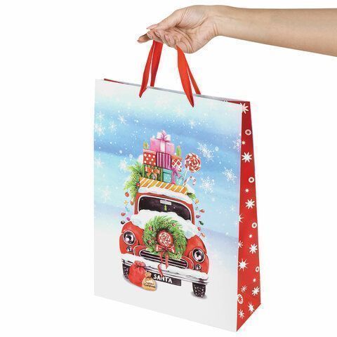 НГ Пакет подарочный бумажный (33х45х13) ассорти ЗОЛОТАЯ СКАЗКА 1/12/144