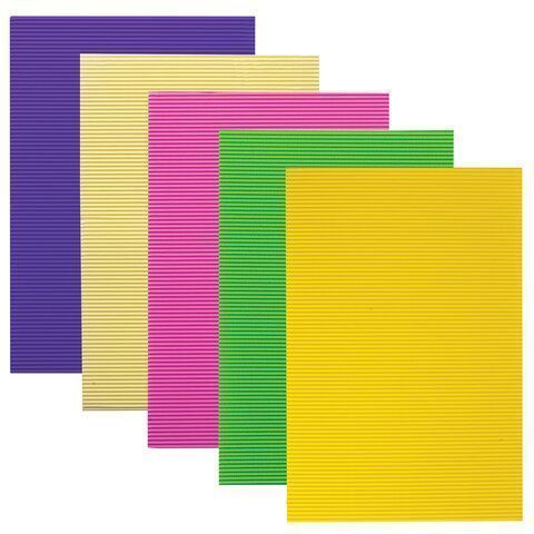 Цветной картон А4 5л 5цв 250 г/м2 гофрированный ОСТРОВ СОКРОВИЩ 1/100