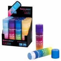 Клей-карандаш 21г BRAUBERG Grade PVP ассорти 1/12/648