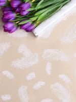 Ролик 60см х 8,5м пленка полипропилен Перышки белый 1/10