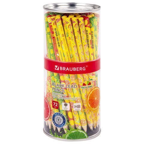 Карандаш ч/гр НВ дерево корпус ассорти FRESH ZONE BRAUBERG 1/72