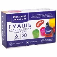 Гуашь 06цв 20мл Brauberg Академия Классик 1/36 Гуашь 06цв 20мл Brauberg Академия Классик 1/36