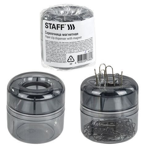 Скрепочница магнитная прозрачный корпус Basic STAFF 1/70