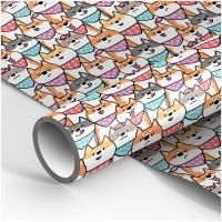 Бумага подарочная глянц 70х100см 80 г/м2 ассорти Мир собак 1/50