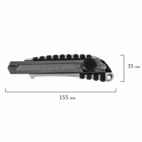Нож канцелярский 18мм роликовый фиксатор резиновые вставки металл Metallic Brauberg 1/12/144 Нож канцелярский 18мм роликовый фиксатор резиновые вставки металл Metallic Brauberg 1/12/144