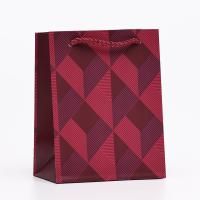 Пакет подарочный бумажный (11,5х14,5х6,5) ламинир Красный ромб 1/6