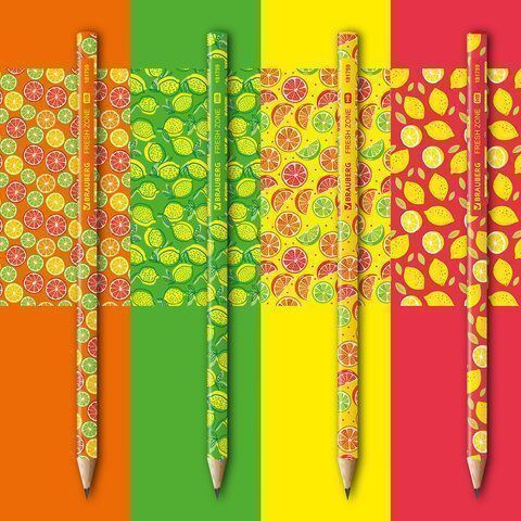 Карандаш ч/гр НВ дерево корпус ассорти FRESH ZONE BRAUBERG 1/72