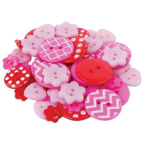 Пуговицы декоративные ОТТЕНКИ РОЗОВОГО, пластик, 52шт., ассорти, ОСТРОВ СОКРОВИЩ (вывод)