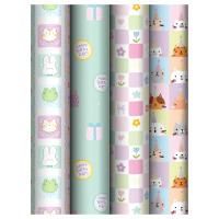 Бумага подарочная 70х100см 80г/м ассорти Meshu Cute party 1/52
