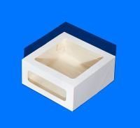 Коробка для торта с окном 220х220х100мм картонная белая ForGenika CAKE I 15/90