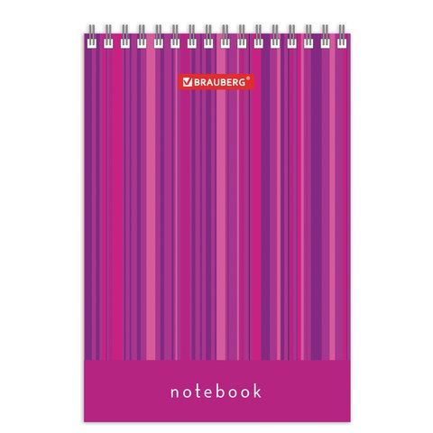 Блокнот 40л А6 108х145мм клетка гребень Полоски BRAUBERG 1/10/140