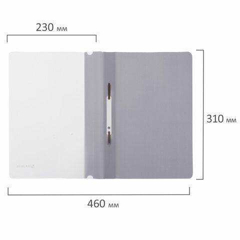 Папка скоросшиватель с прозр верхн лист BRAUBERG А4 серый 1/25/400