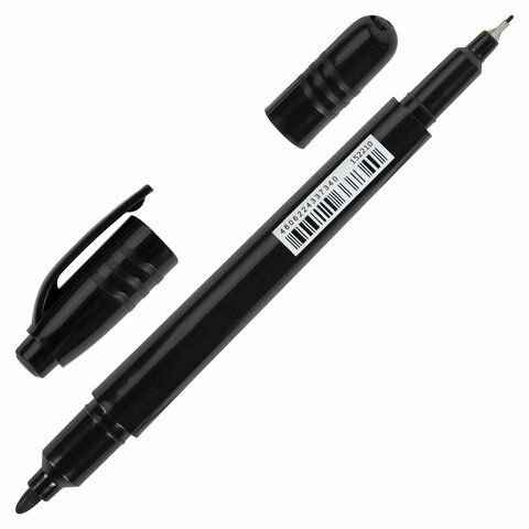 Маркер перманентный двусторонний BRAUBERG DUO, ЧЕРНЫЙ, наконечники 0,7/1 мм 1/10 Маркер перманентный двусторонний BRAUBERG DUO, ЧЕРНЫЙ, наконечники 0,7/1 мм 1/10