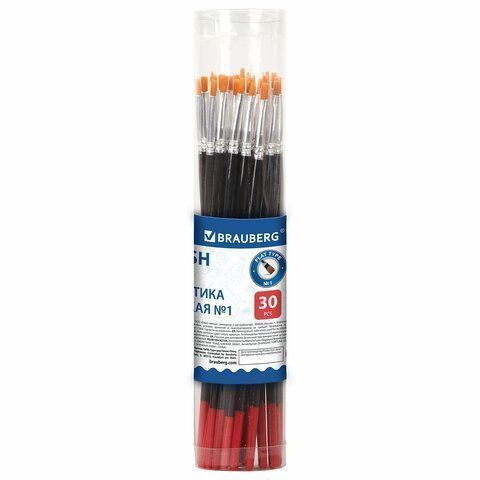 Кисть синтетика плоская №1 BRAUBERG 1/30 Кисть синтетика плоская №1 BRAUBERG 1/30