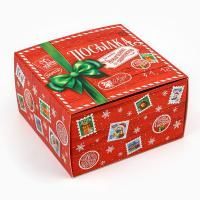 НГ Подарочная коробка 14х14х8см Новогодняя посылка 1/170