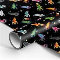 Бумага подарочная 70х100см 80г/м ассорти Meshu Полет в космос 1/50 