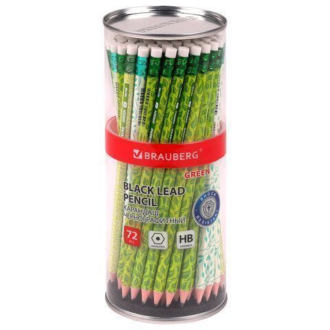 Карандаш ч/гр НВ с ластиком пластиковый ассорти GREEN BRAUBERG 1/72 Карандаш ч/гр НВ с ластиком пластиковый ассорти GREEN BRAUBERG 1/72