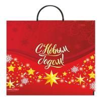 НГ Пакет с пластмассовыми ручками (37х35)-90 Золотые звезды Нео-Пак 5/100