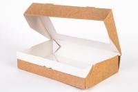 Контейнер бумажный с окном 1000мл 195х120х40мм крафт ламин OSQ Tabox PRO 1000 25/225