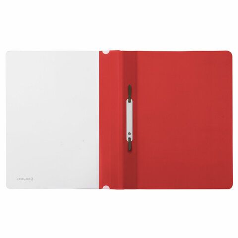 Папка скоросшиватель с прозр верхн лист BRAUBERG А4 красный 1/25/400