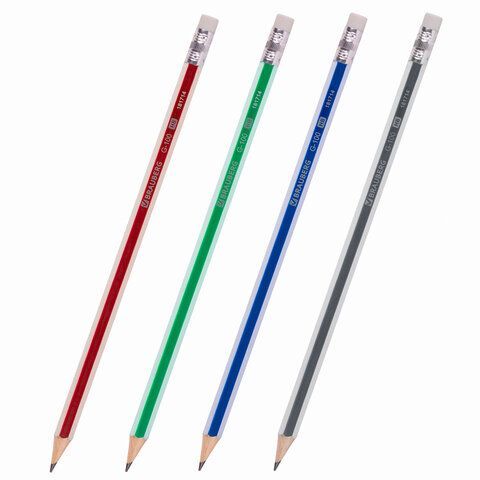 Карандаш ч/гр НВ с ластиком дерево корпус ассорти G-100 BRAUBERG 1/72 Карандаш ч/гр НВ с ластиком дерево корпус ассорти G-100 BRAUBERG 1/72