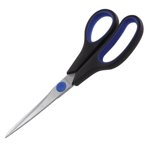 Ножницы 216мм метал черно-синие вставки европодвес Soft Grip Brauberg 1/12