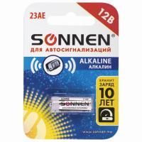 Батарейка SONNEN Alkaline, 23А (MN21), алкалиновая, для сигнализаций 1шт в блистере 1/10/20