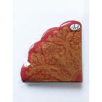 Салфетки 3-сл d 32 см  Rondo Золотой орнамент на бордовом (12) 1/15