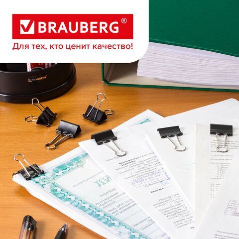 Зажимы для бумаг 32мм на 140л (12шт) черные в картонной коробке Brauberg 1/12/120 nelK Зажимы для бумаг 32мм на 140л (12шт) черные в картонной коробке Brauberg 1/12/120 nelK
