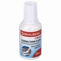 Корректирующая жидкость штрих 20мл флакон с кисточкой и мет. шариком Classic BRAUBERG 1/12