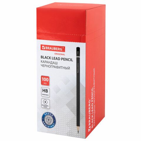 Карандаш ч/гр НВ черный заточ. карт. упак. BRAUBERG Fine Line Файн Лайн 1/100/3000 Карандаш ч/гр НВ черный заточ. карт. упак. BRAUBERG Fine Line Файн Лайн 1/100/3000