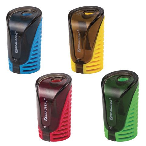 Точилка BRAUBERG CELL с контейнером, пластиковая, овальная, цвет корпуса ассорти, 226944 Точилка BRAUBERG CELL с контейнером, пластиковая, овальная, цвет корпуса ассорти, 226944