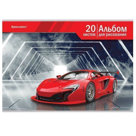 Альбом для рисования 20л А4 скоба, обложка картон Автомир BRAUBERG 1/20/60