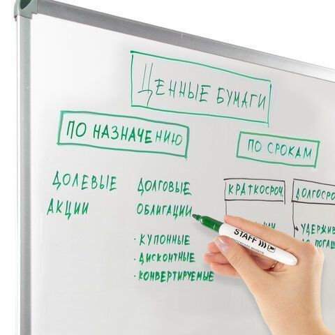 Маркер для доски зелёный 2,5мм тонкий корпус круглый наконечник STAFF 1/12