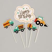 Топпер для торта С днем рождения, транспорт 1/12